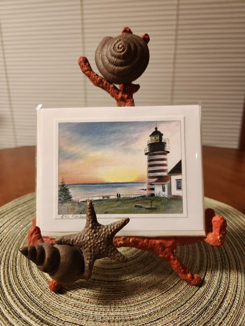 Ceramic Red Coral-Like Seaside Picture Frame Holder - Book Stand Nautical Theme